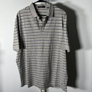 Cremieux Grey with Stripes Cotton Blend Short-Sleeve Polo SZ XL
